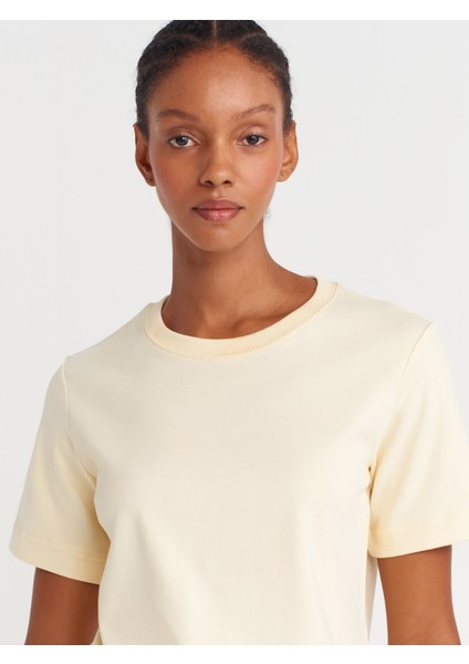 31763 Bisiklet Yaka T-Shirt-Açık Sarı modelleri