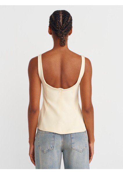 21063 Kalın Askılı Peplum Top-Açık Sarı fiyatları