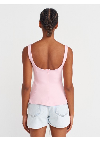 21063 Kalın Askılı Peplum Top-Toz Pembe fiyatları