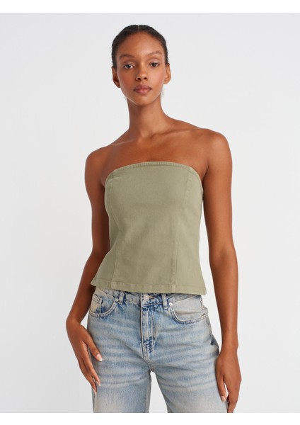 50880 Straplez Peplum Top-Çağla