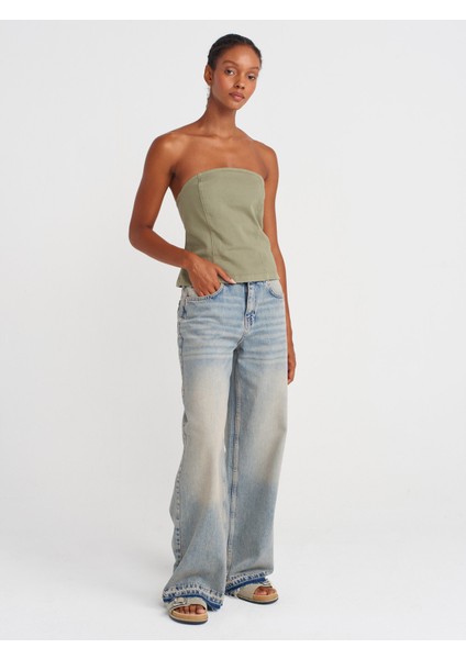 50880 Straplez Peplum Top-Çağla fırsatları