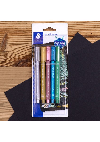 & WizDesign 8323-S Metalik Markör Seti – (5’li Veya 6’lı + Pigment Liner Hediyeli)