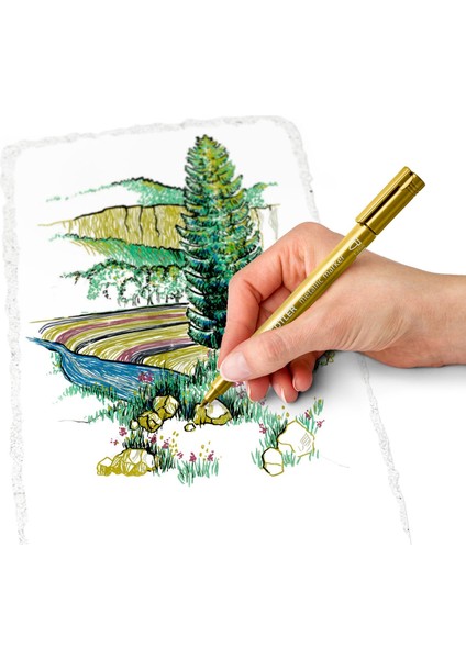 & WizDesign 8323-S Metalik Markör Seti – (5’li Veya 6’lı + Pigment Liner Hediyeli)