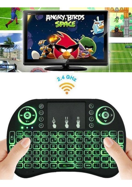 Kablosuz Türkçe Q Klavye Rgb Işıklı Televizyon Ps3 Dokunmatik Mouse fırsatları