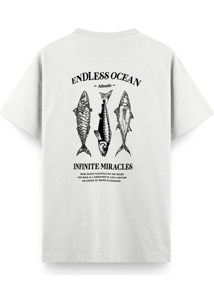 Endless Ocean Sırt Baskılı Bisiklet Yaka Erkek Tshirt