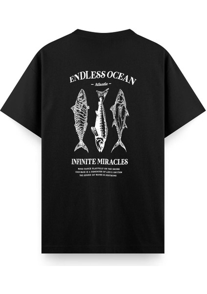 Endless Ocean Sırt Baskılı Bisiklet Yaka Erkek Tshirt