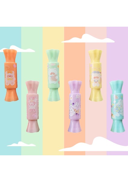 Mini Şeker 6’lı Fosforlu Kalem Seti – Renkli Pastel Highlighter + Şeffaf Çanta fiyatları
