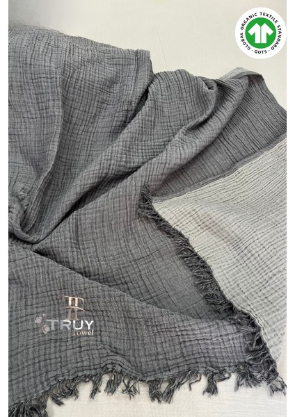 %100 Pamuk Müslin Plaj Havlusu Antrasit Gri 120X200 - Antrasit Gri modelleri