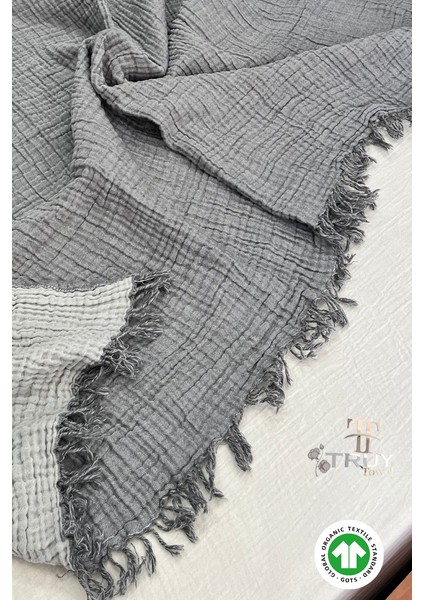%100 Pamuk Müslin Plaj Havlusu Antrasit Gri 120X200 - Antrasit Gri indirimleri