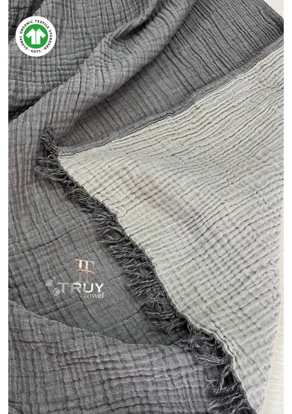 %100 Pamuk Müslin Plaj Havlusu Antrasit Gri 120X200 - Antrasit Gri