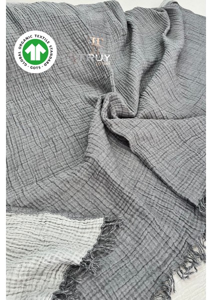 %100 Pamuk Müslin Plaj Havlusu Antrasit Gri 120X200 - Antrasit Gri