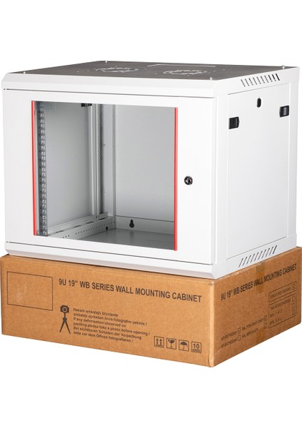 - 9u 19" Duvar Tipi Rack Kabinet – Genişlik: 600 mm | Derinlik: 450 mm – Açık Gri (Demonte)