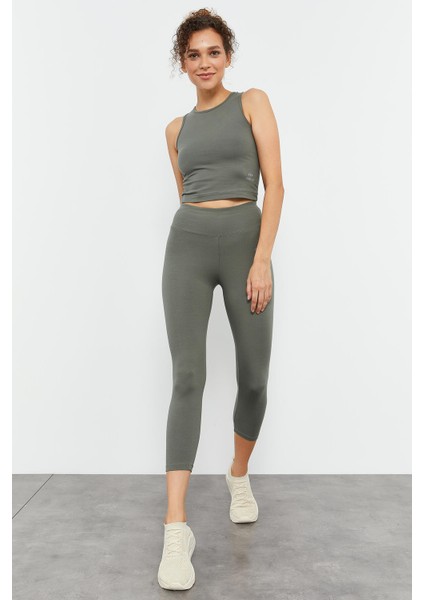 Çağla Yüksek Bel Kapri-Crop Atlet Slim Fit Kadın Tayt Takım - 95284 indirimleri