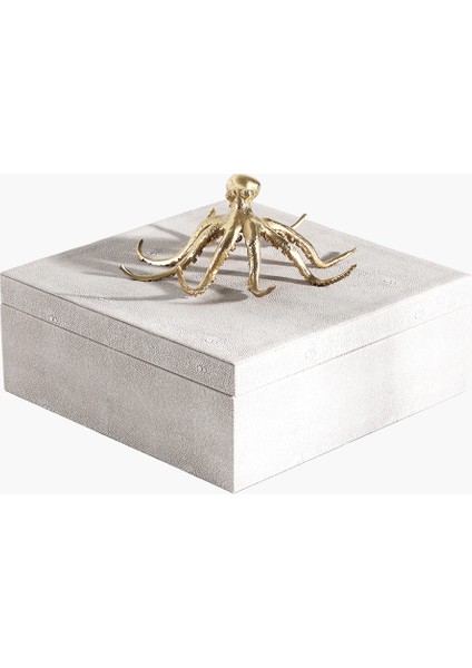 Figürlü Kare Kutu Bej 25X25X17CM