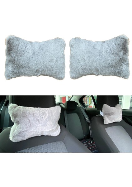 Yumusak Peluslu Ortopedik Araba Seyahat Boyun Yastigi 2 Li Gri