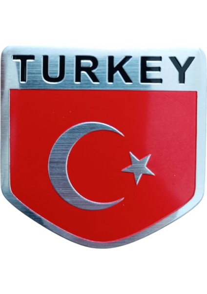 Turk Bayragi Turkey Yazili Etiket Metal Sticker 5cm
