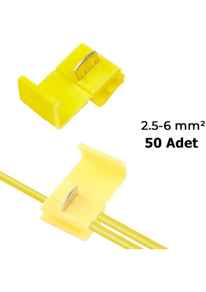 Hizli Kablo Ekleme Aparati Konnektor Klips Klemens Sari 50 Adet