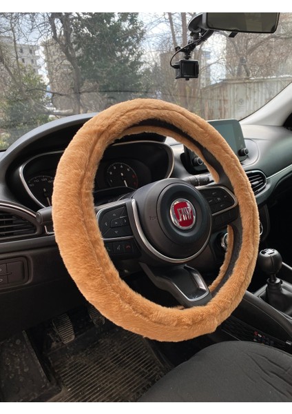 Yumusak Tuylu Pelus Direksiyon Kilifi Kahverengi