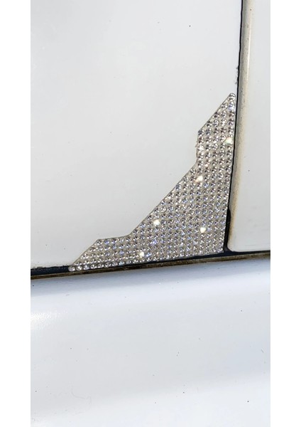 Kristal Tasli Araba Kapi Kose Koruyucu 2 Li Gumus