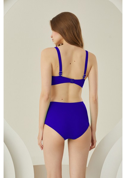 Saks Mavi Yanları Fırfırlı Yüksel Bel Tek Alt Bikini fiyatları