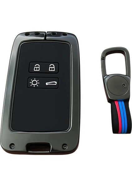 Renault Megane 4 Clio 5 Kadjar Anahtar Uyumlu Silikon Metal Govdeli Oto Anahtar Kumanda Kabi Kilif Fume