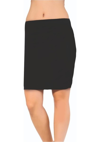 Kadın Düz Ipeksi Dokulu Mikrofiber Mini Jupon Q1001