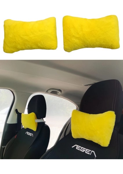 Yumusak Peluslu Ortopedik Araba Seyahat Boyun Yastigi 2 Li Sari