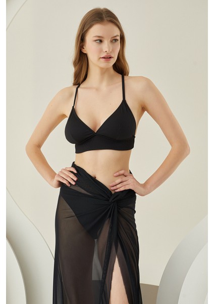 Siyah Yandan Büzgülü Uzun Pareo fiyatları
