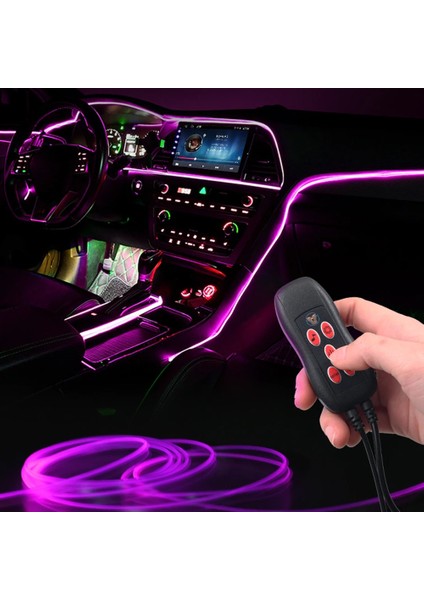 Kumandali USB Rgb Fiber Optik Ip Neon LED Torpido Seridi Cift Cikisli 4 Metre