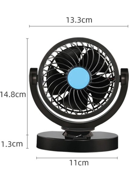 Arac Ici Torpido Ustu Fanli Oto Vantilator 360 Donerli 12V