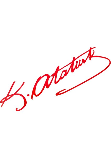 K Ataturk Imzali Oto Sticker Kucuk Kirmizi 20X5CM