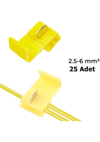 Hizli Kablo Ekleme Aparati Konnektor Klips Klemens Sari 25 Adet