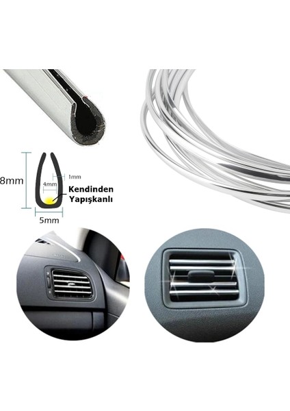 U Tip Gecmeli Havalandirma Nikelaj Serit Cita Kalin 5 Metre Krom