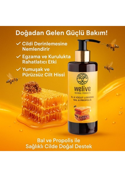 Propolis Bal El ve Vücut Losyonu 250 ml | Tüm Cilt Tiplerine Uygun | Nemlendirici
