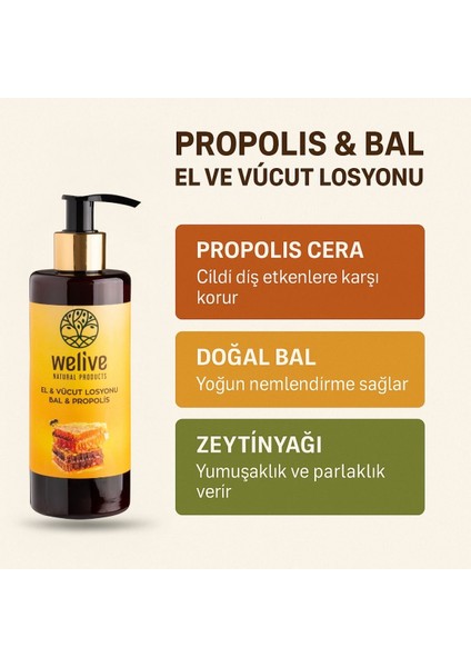 Propolis Bal El ve Vücut Losyonu 250 ml | Tüm Cilt Tiplerine Uygun | Nemlendirici fırsatları