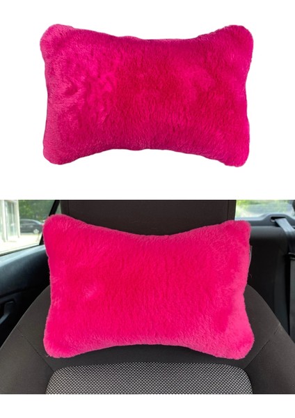 Yumusak Peluslu Ortopedik Araba Seyahat Boyun Yastigi Tekli Fusya Pembe