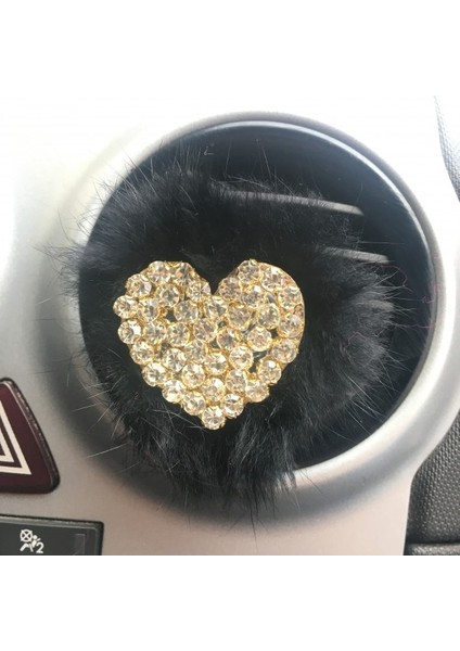 Kalpli Kristal Tasli Havalandirma Klips Oto Kokusu Altin Siyah Tuylu