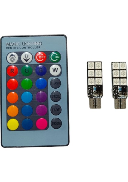 T10 LED Park Ampulu Rgb Kumandali Model 16 Renk 2 Li