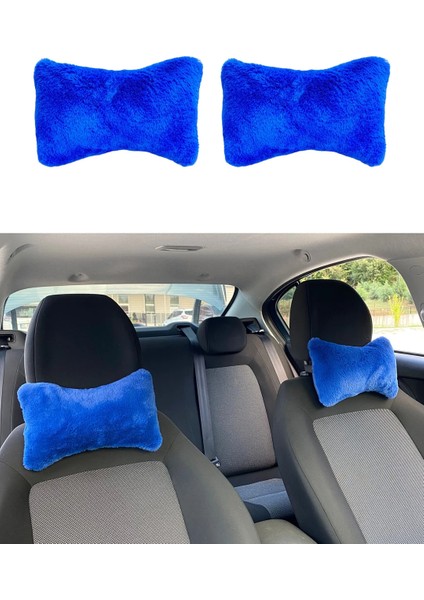 Yumusak Pelus Ortopedik Araba Seyahat Boyun Yastigi 2 Li Mavi