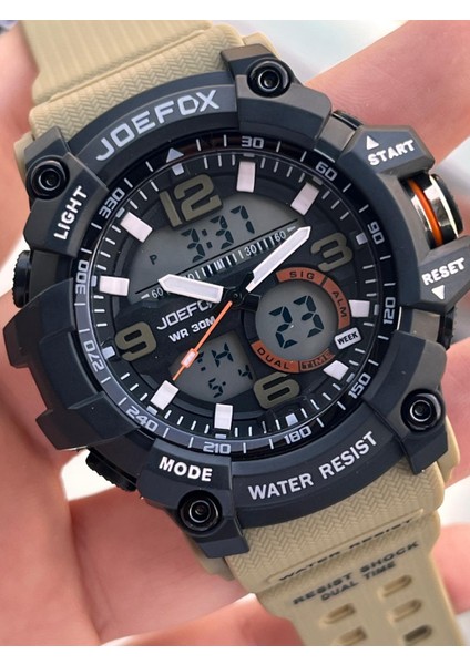 Digital ve Analog 2 Yıl Garantili Kronmetre+Takvim+Alarm+Aydınlatma Erkek Kol Saati JOE.BK08 fiyatları