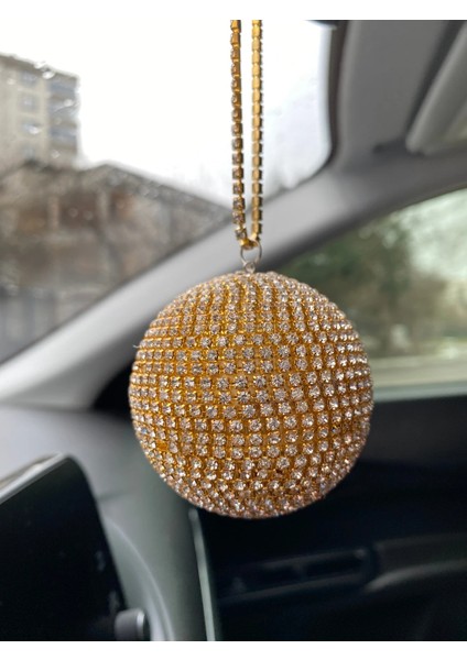 Kristal Tasli Disko Topu Dikiz Ayna Susu Kucuk 6cm Altin