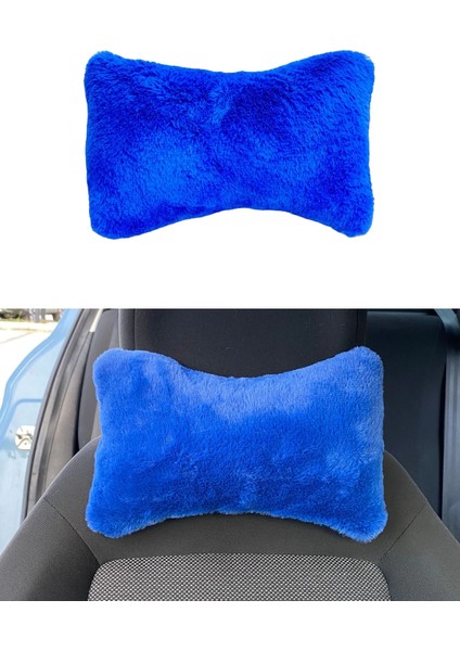Yumusak Peluslu Ortopedik Araba Seyahat Boyun Yastigi Tekli Mavi