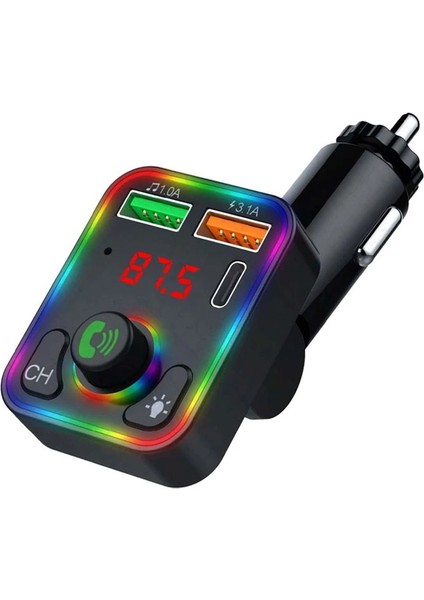 Concord C618 Rgb Bluetooth Arac Kiti Fm Transmitter Qc 3 1A Type C USB Sarj 12 24V
