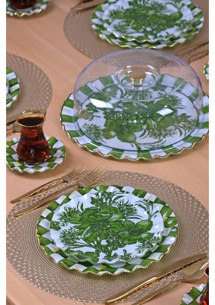 Mode Green Altın Yaldızlı Kapaklı Kek Fanus - Pasta Sunum Standı fiyatları