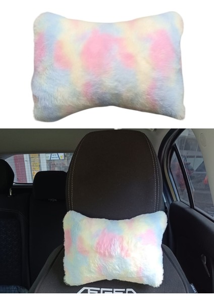 Yumusak Peluslu Ortopedik Araba Seyahat Boyun Yastigi Tekli Gokkusagi