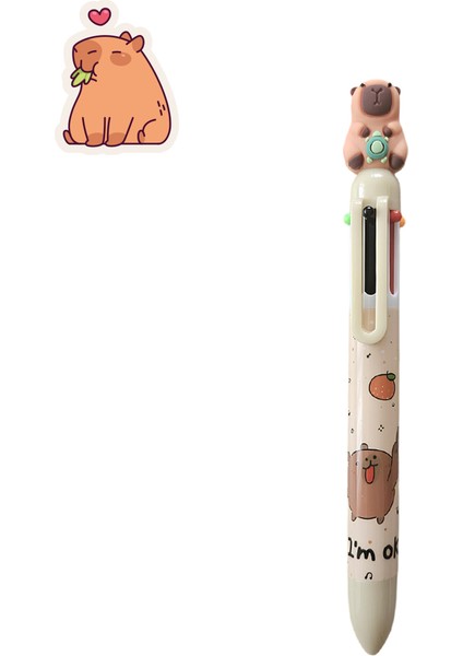 Capybara Figürlü Disney Çok Renkli Tükenmez Kalem – 10 Renkli Yazı Kalemi | Fancy Space