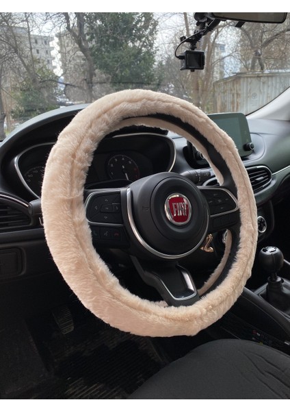 Yumusak Tuylu Pelus Direksiyon Kilifi Bej
