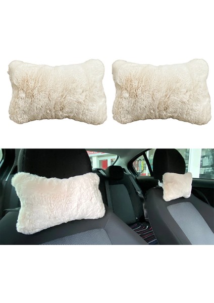 Yumusak Pelus Ortopedik Araba Seyahat Boyun Yastigi 2 Li Bej