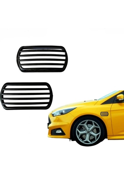 Yan Sinyal Cercevesi Kafesli Izgarali Kapak 2 Li 10X5CM Parlak Siyah