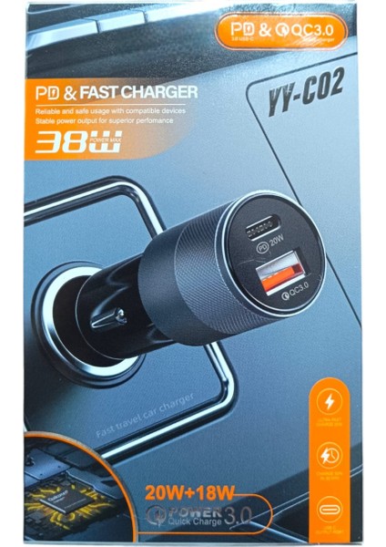 Hizli Sarj Arac Cakmak Sarji Aleti Metal Govdeli Siyah 12 24V 38W